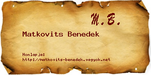 Matkovits Benedek névjegykártya